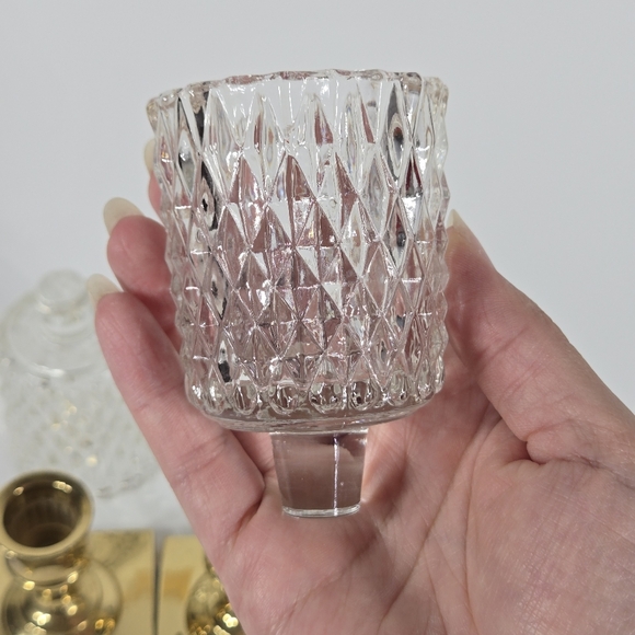 Vintage Quilted Diamond Partylite Votive Candle Holder Glass Sconce PAIR MCM - Picture 17 of 17